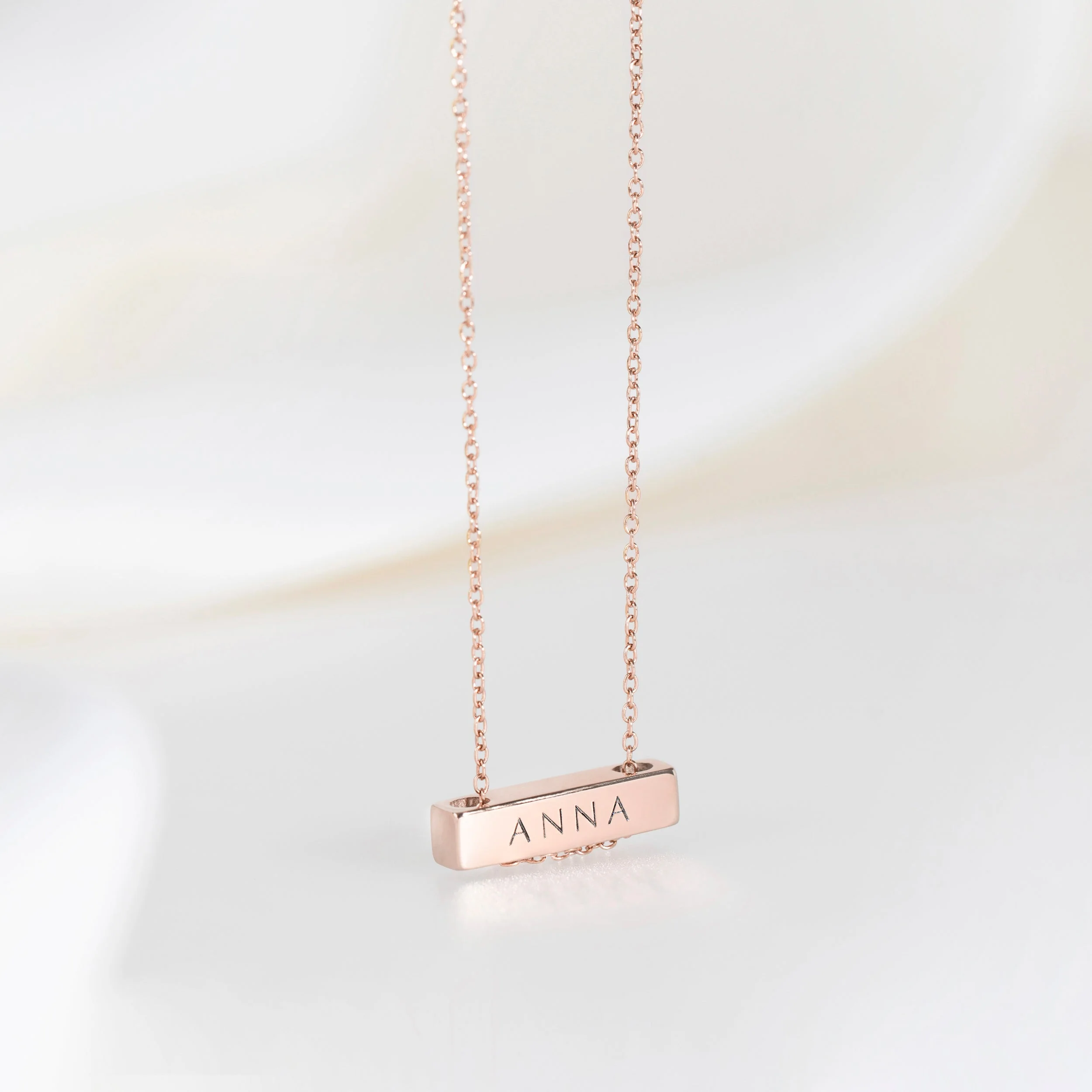 2cm Letter Bar Necklace in Rose Gold Horizontal - Image 3