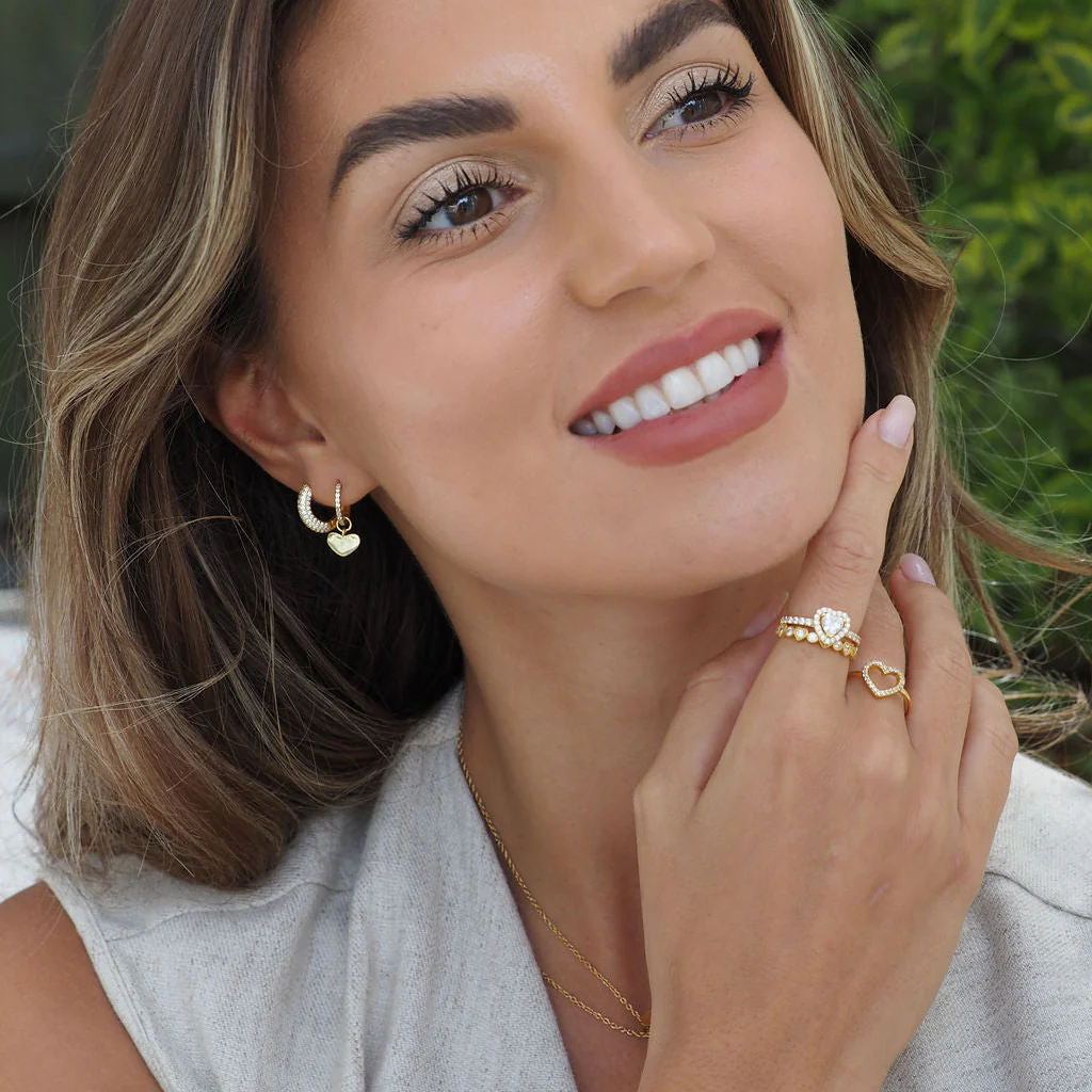 Amore Heart Hoop Earrings Gold - Image 3