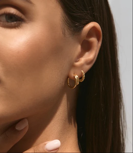 Classic Layered Hoops in Gold - Image 3