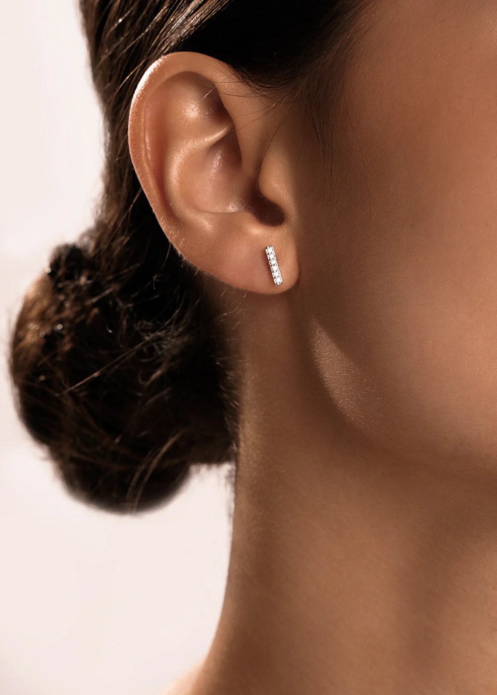 Diamond Bar Stud Earring in Gold - Image 3
