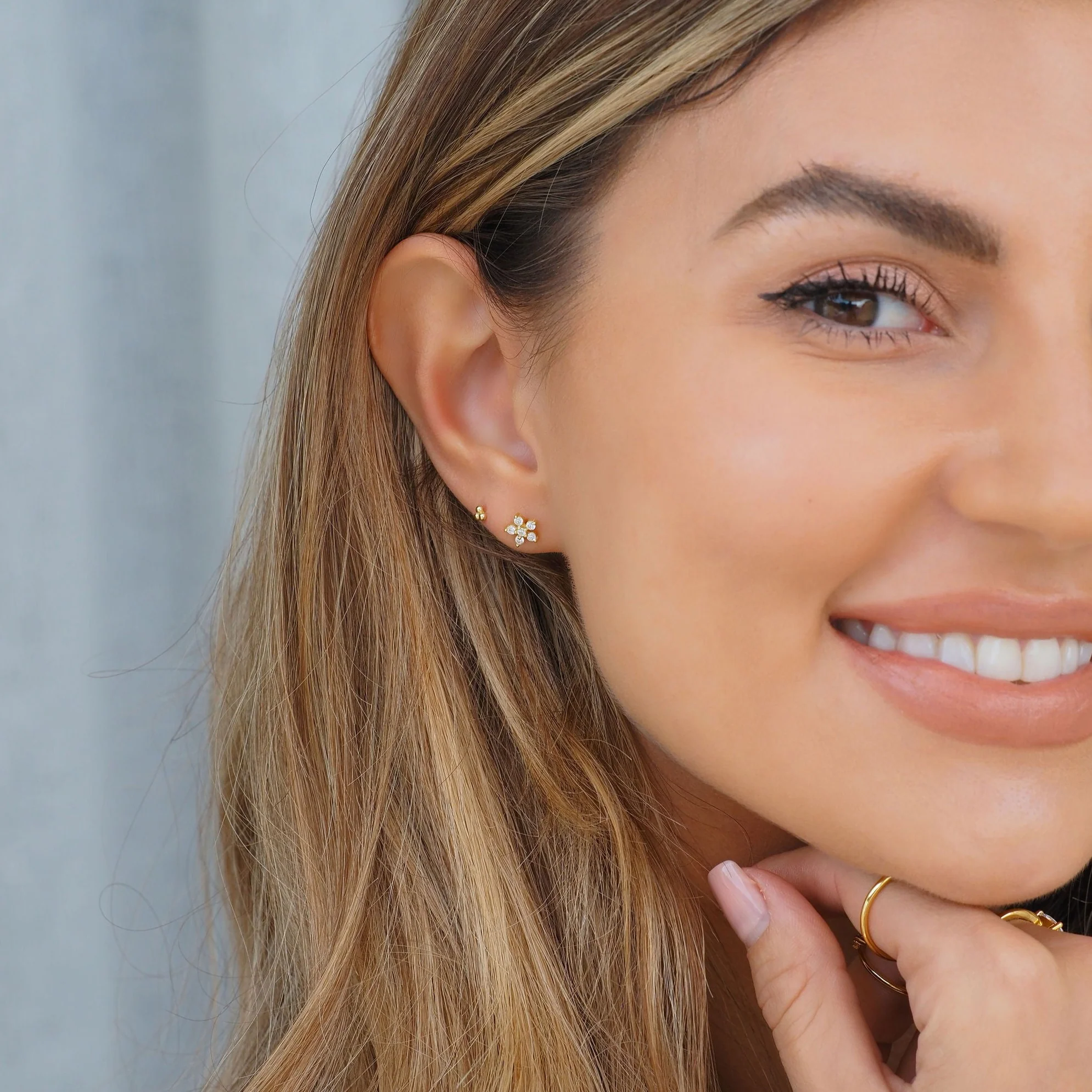Flower Diamond Stud Earring in Silver - Image 8
