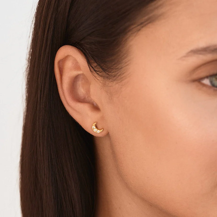 Luna Crystal Stud Earring in Gold - Image 3