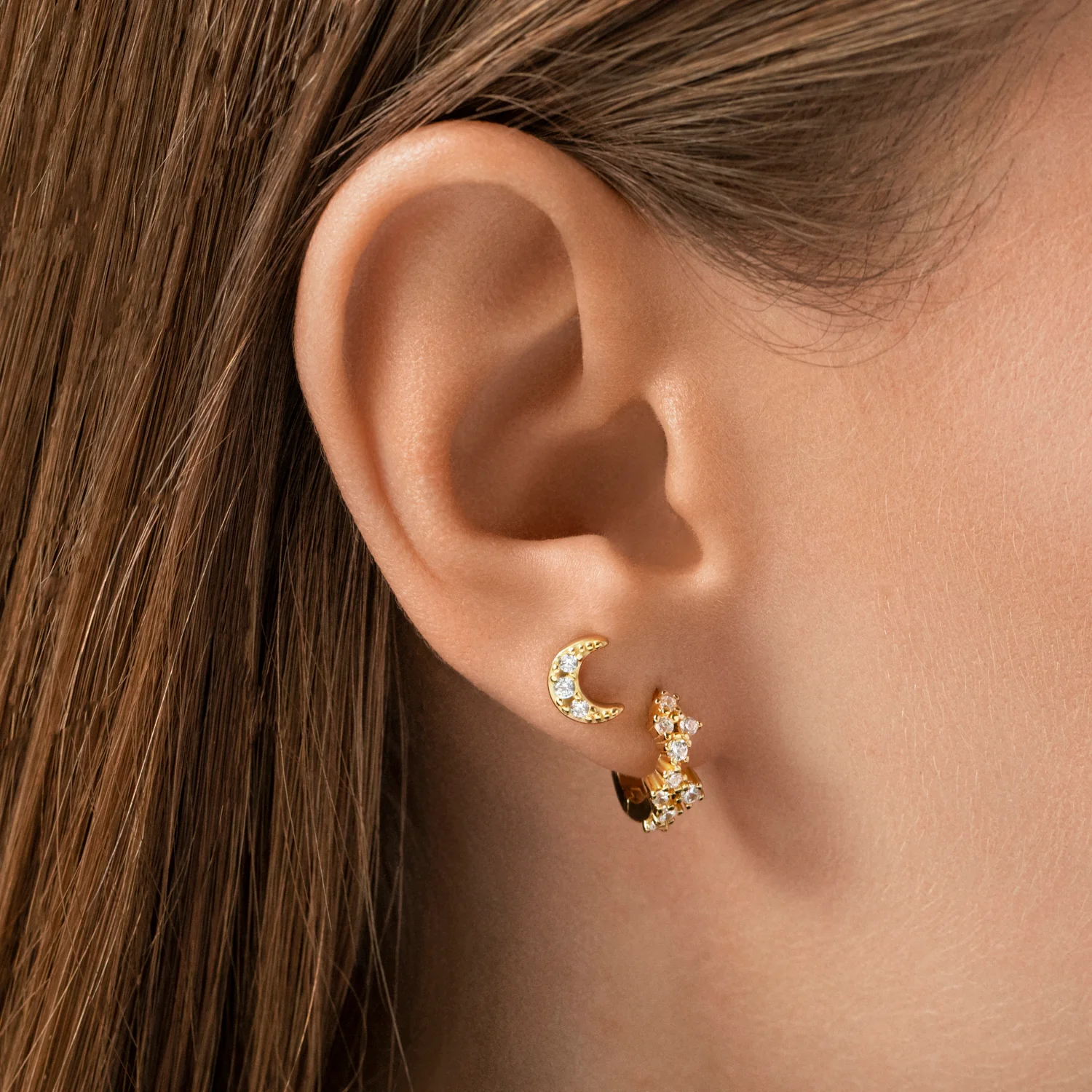 Luna Crystal Stud Earring in Silver - Image 3