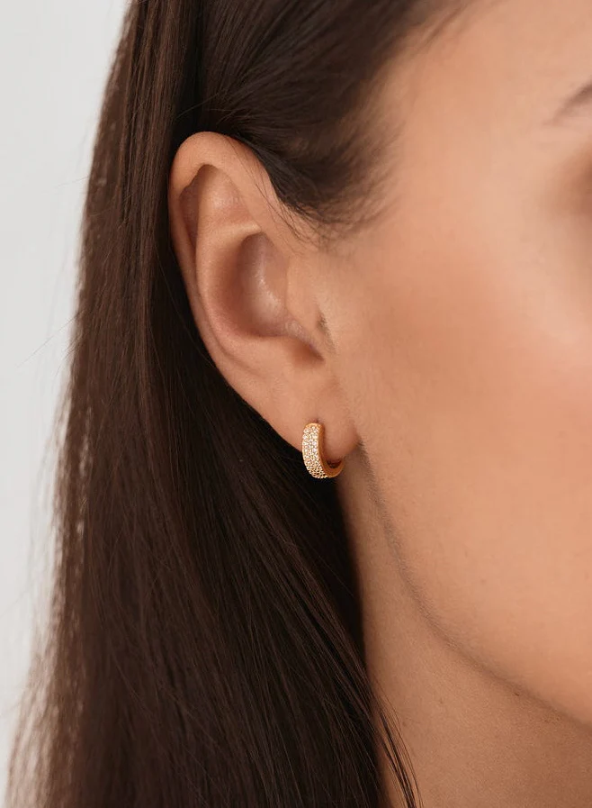 Bold Pave Huggies in Gold - Image 3