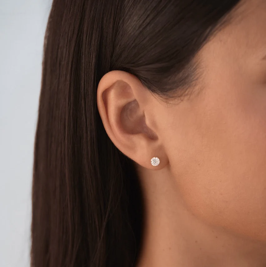 Solid Gold Crystal Stud Earrings - Image 3